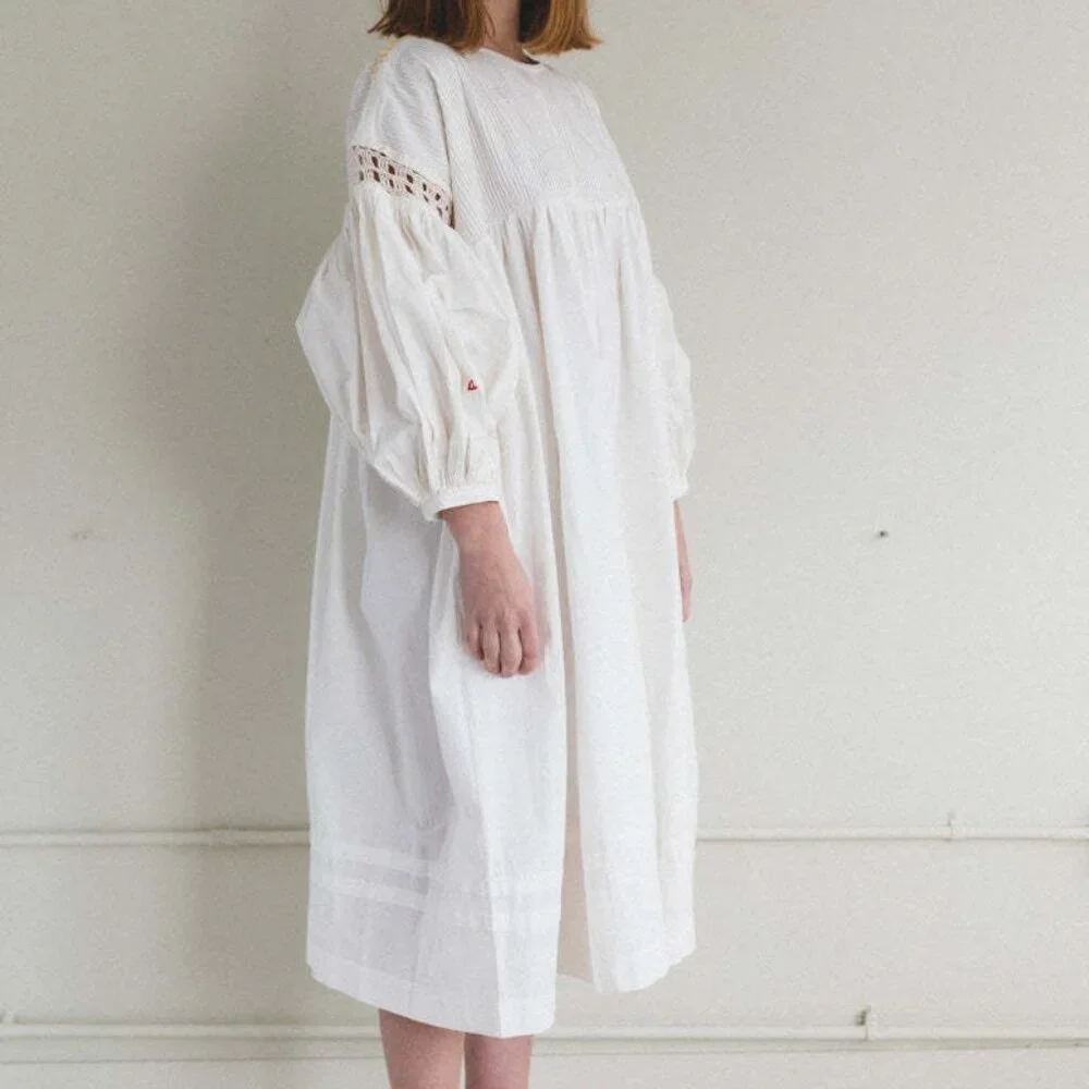 Story MFG. Mon Dress in Ecru Top Stitch - Picture 2 of 10